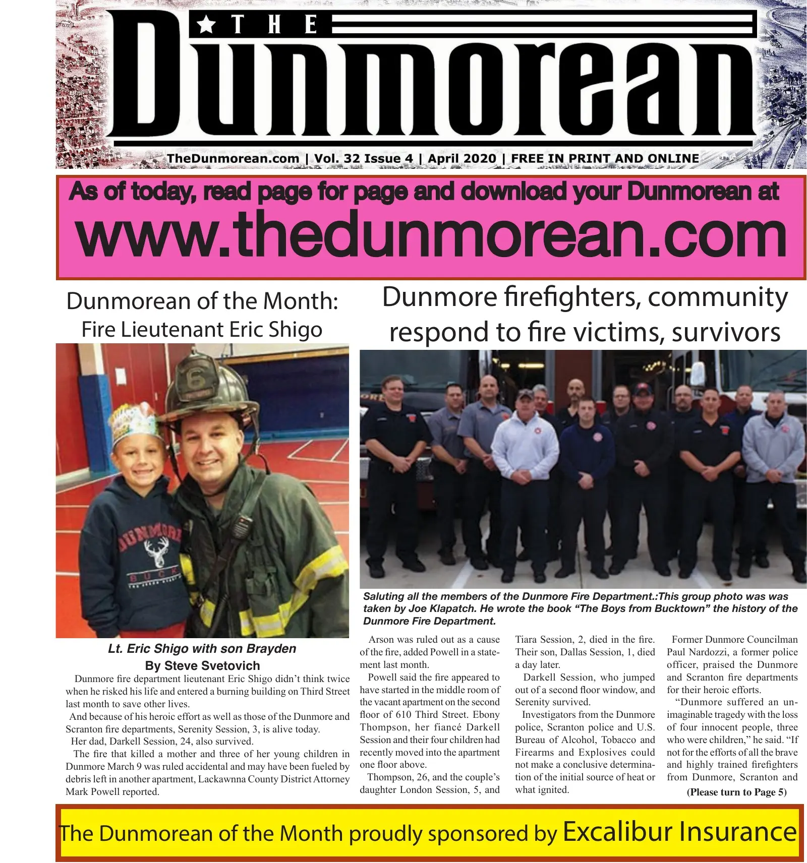 Front page of the April 2020 Dunmorean