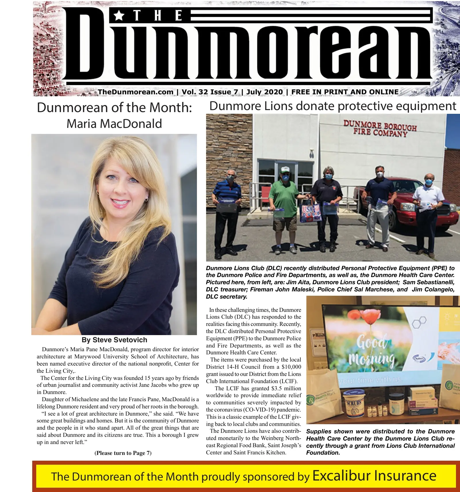 Front page of the July 2020 Dunmorean