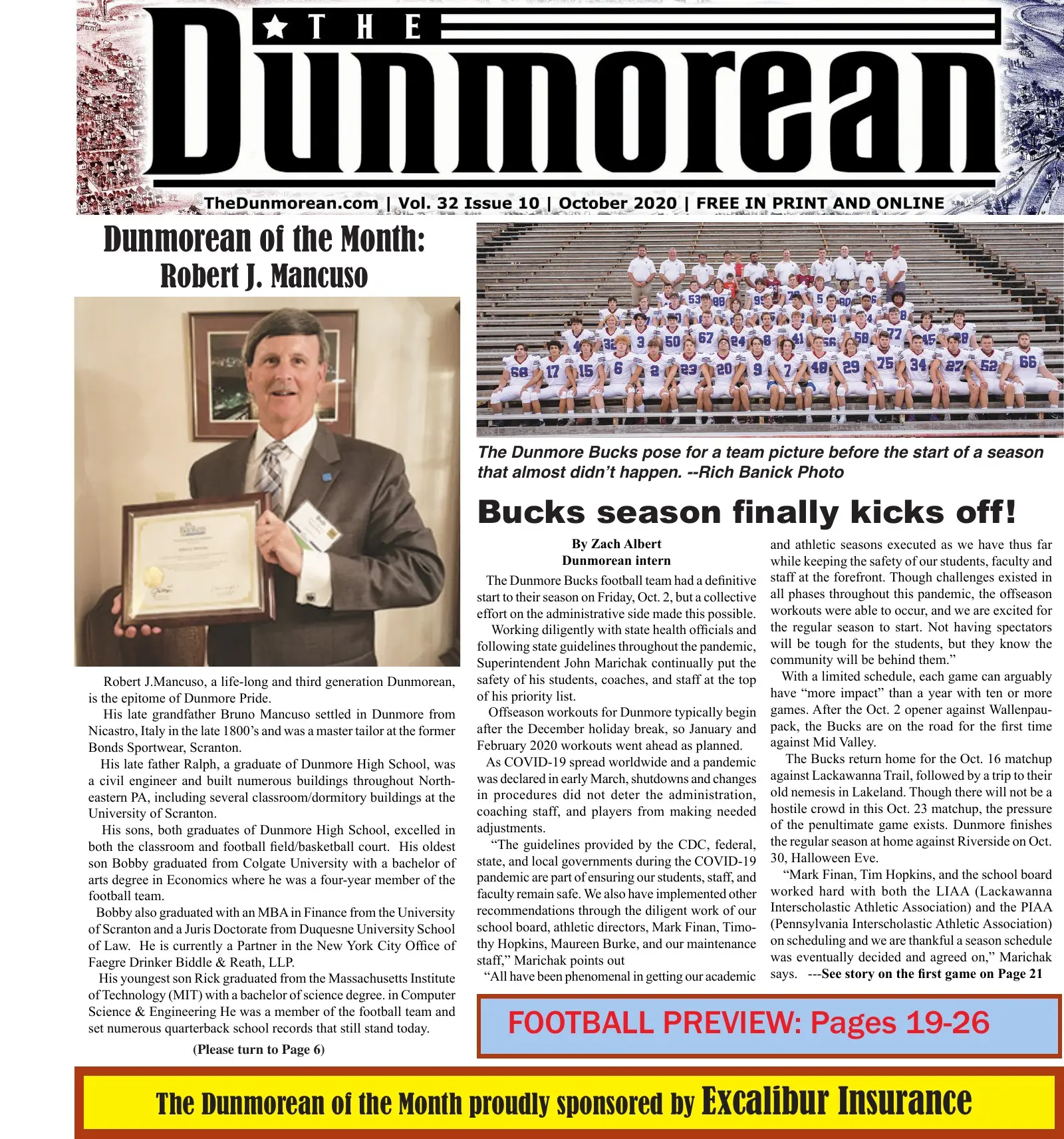 Front page of the October 2020 Dunmorean