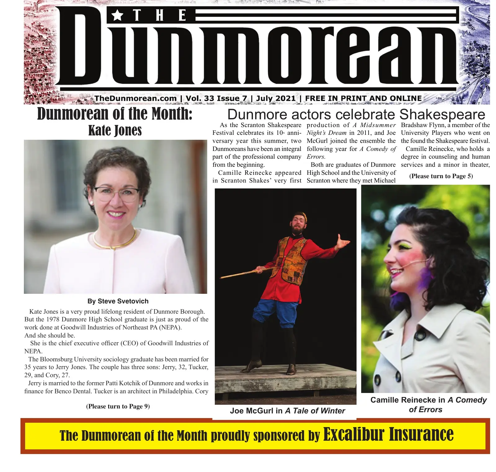 Front page of the July 2021 Dunmorean