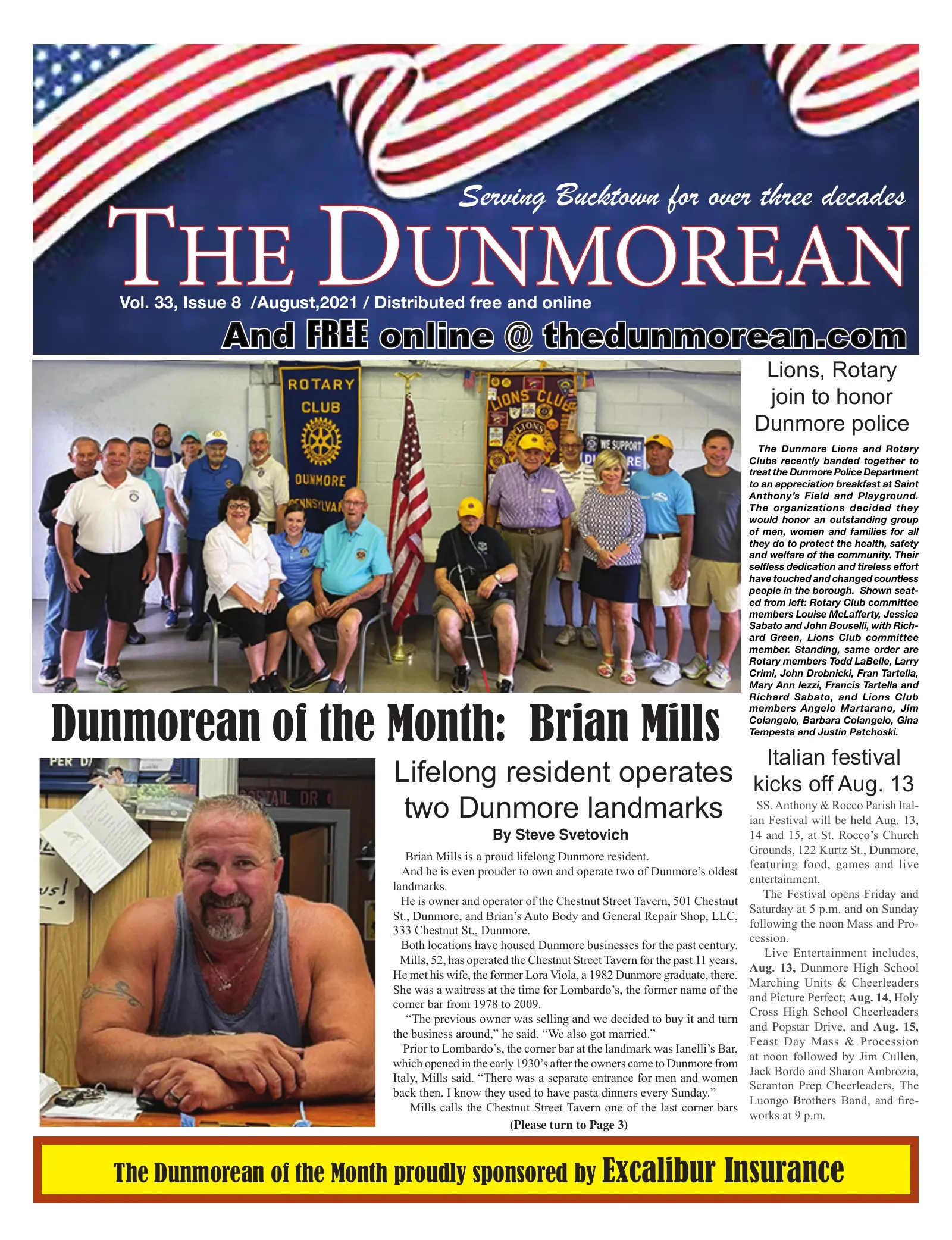 Front page of the August 2021 Dunmorean