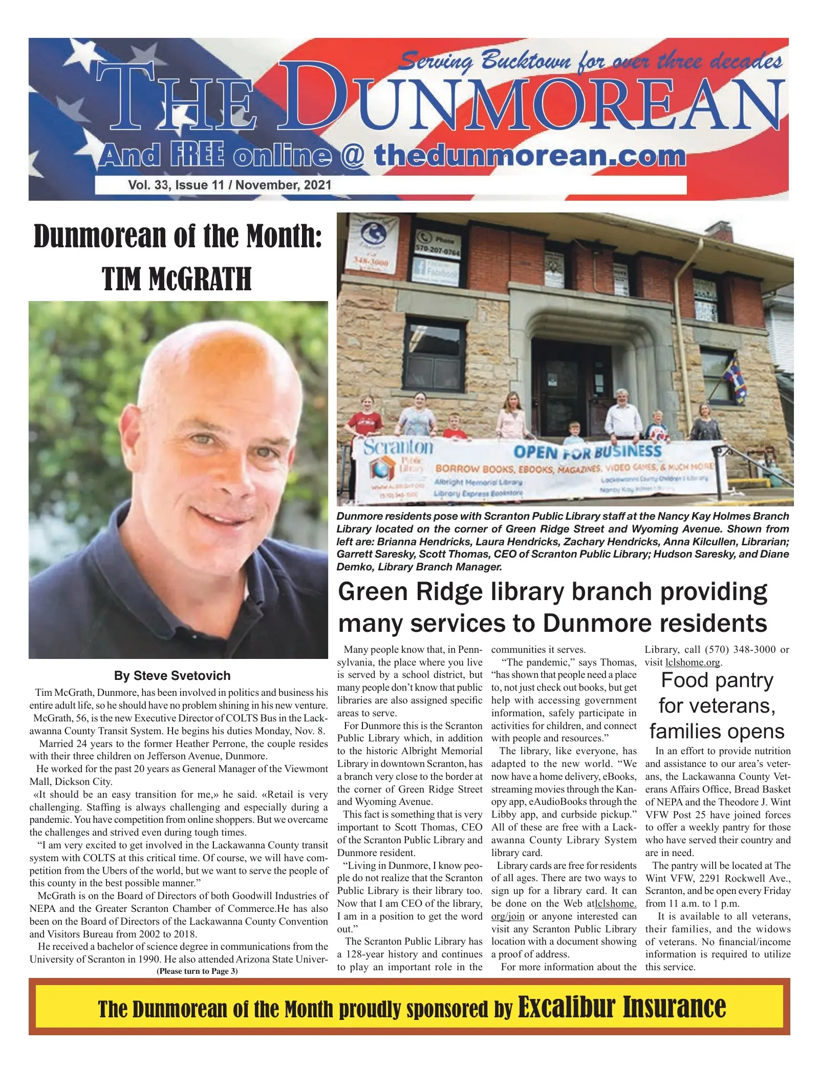 Front page of the November 2021 Dunmorean