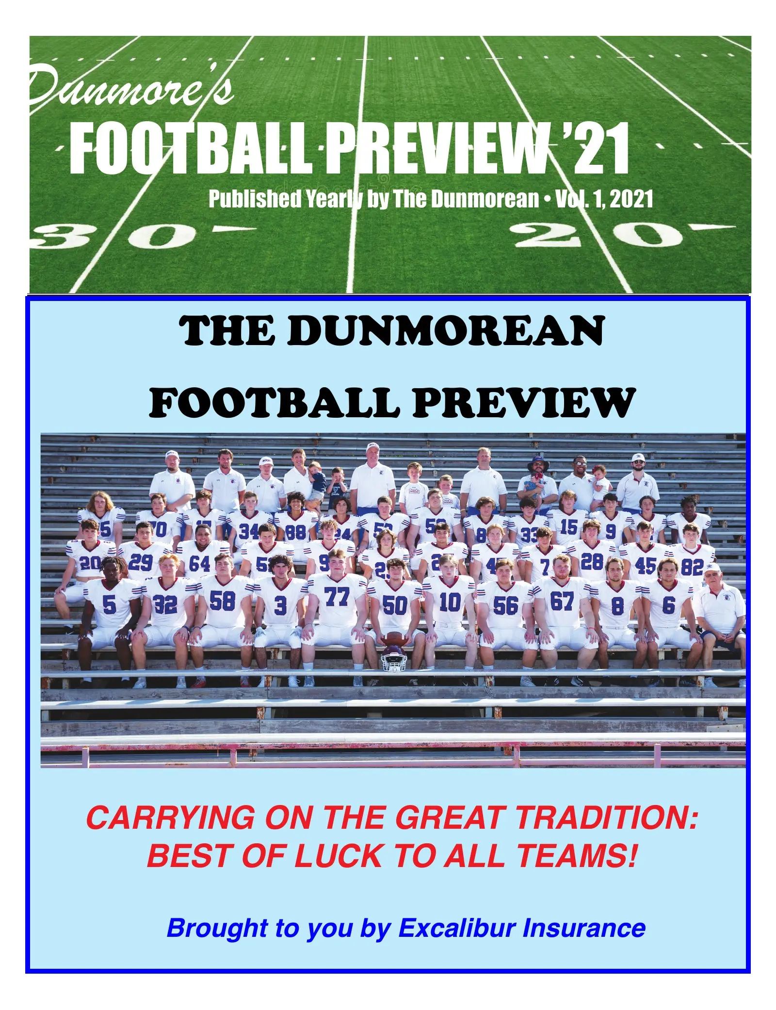 Front page of the 2021 Football Preview Dunmorean