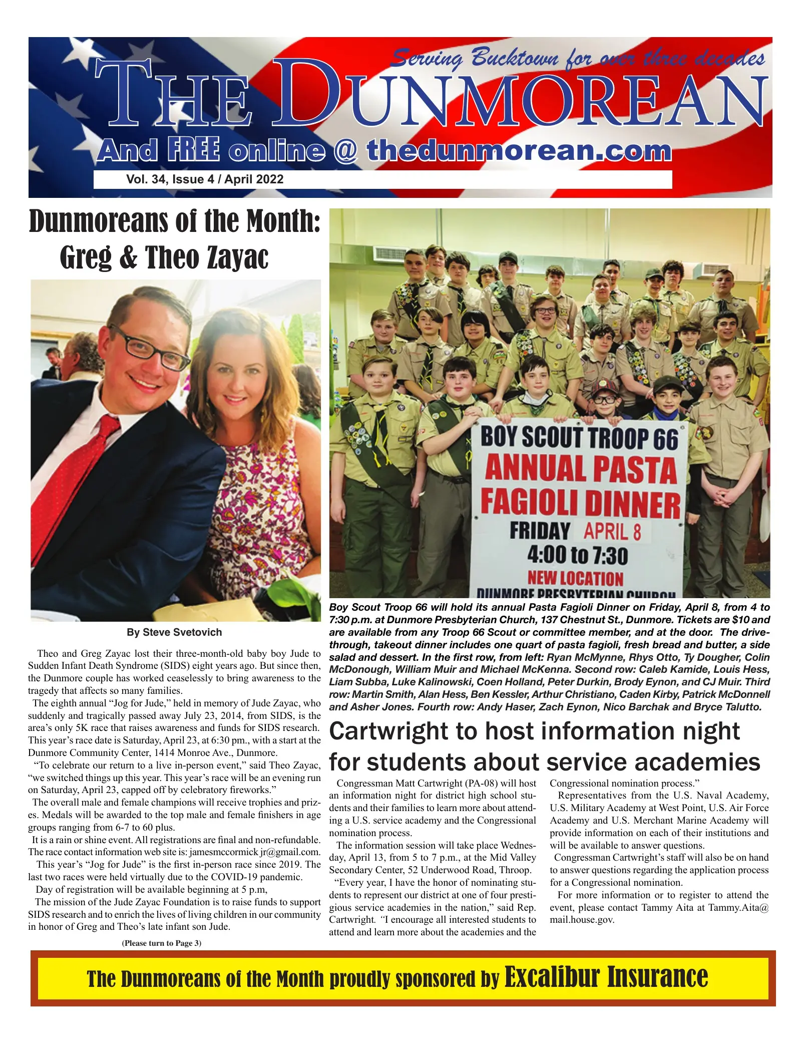 Front page of the April 2022 Dunmorean