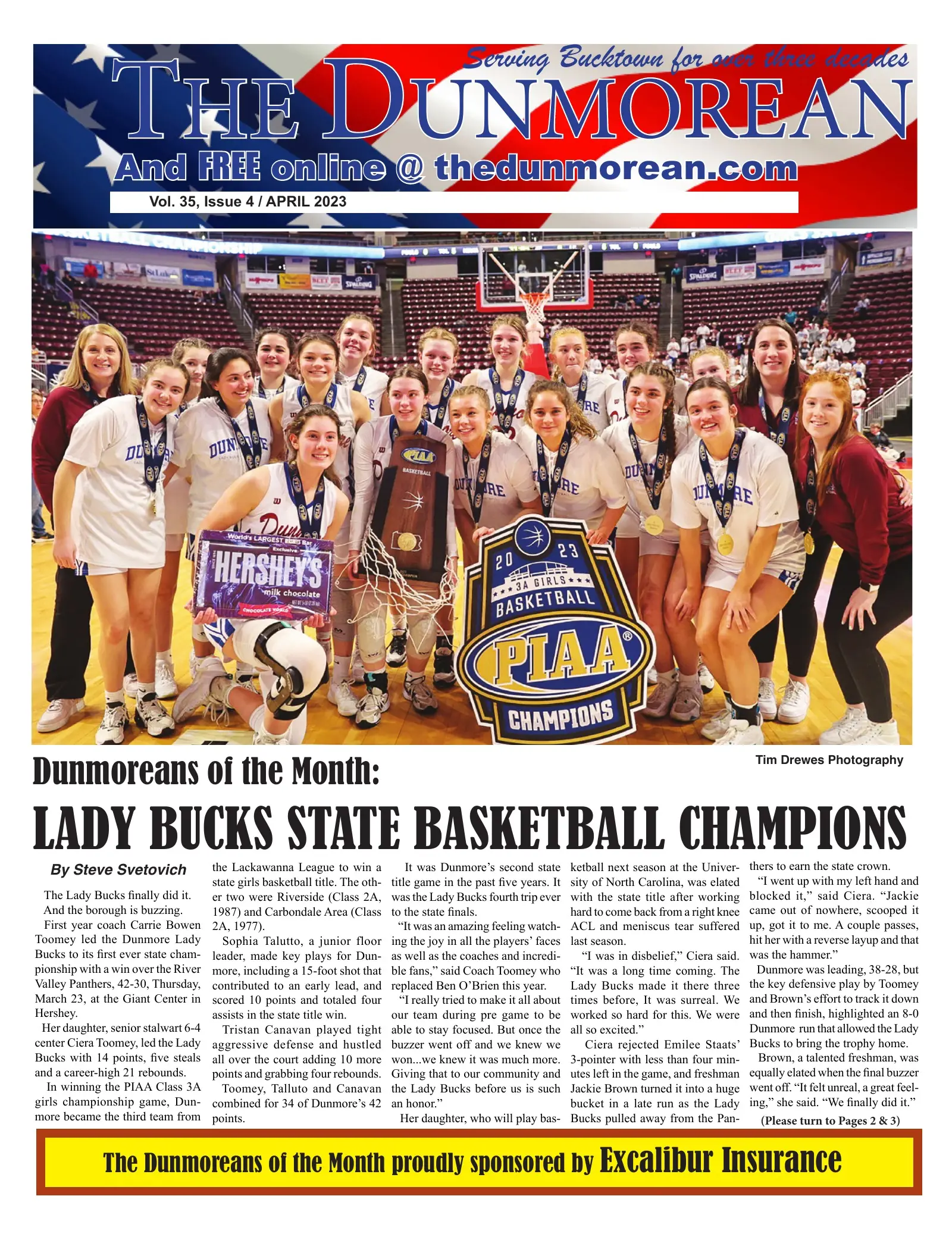 Front page of the April 2023 Dunmorean