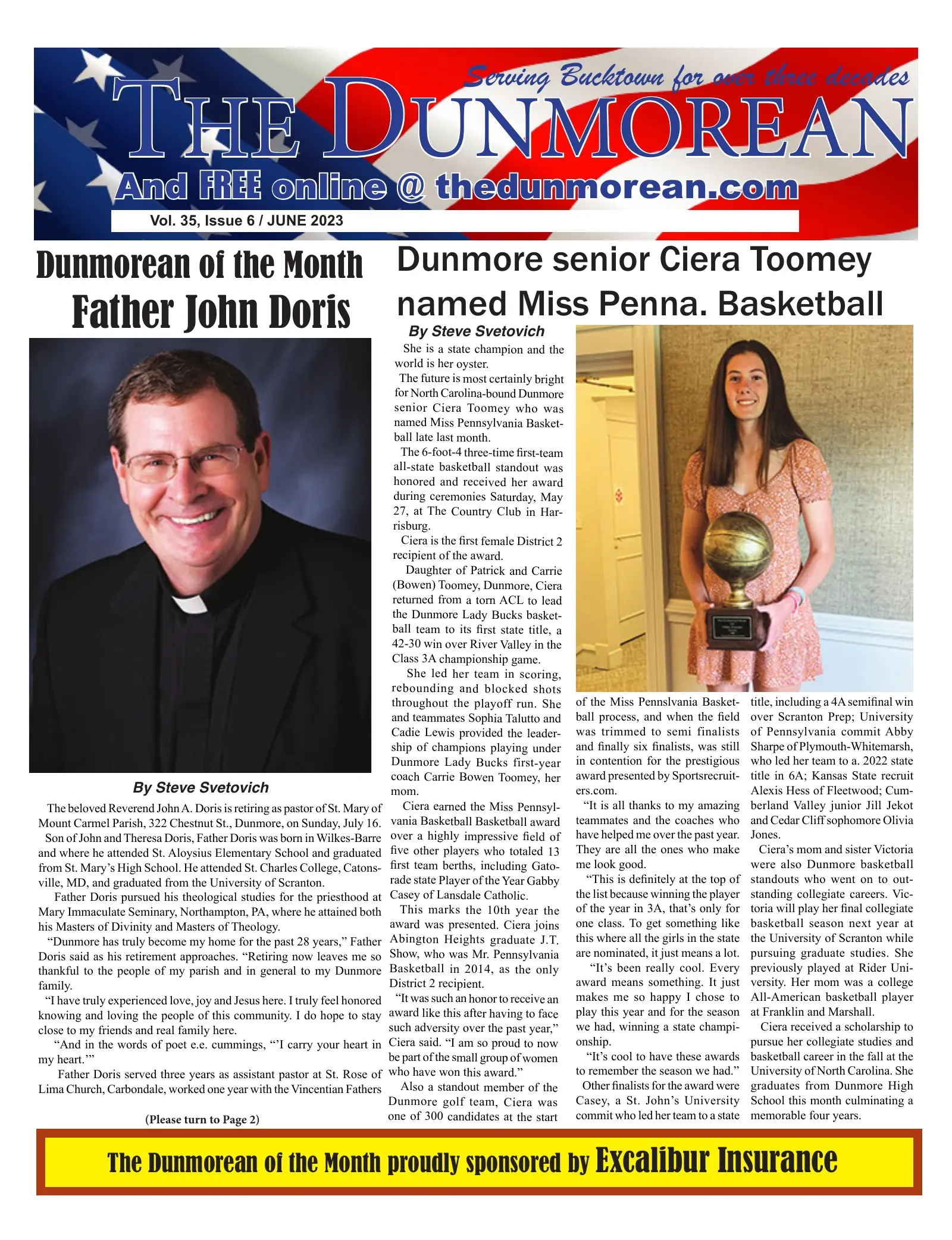 Front page of the June 2023 Dunmorean
