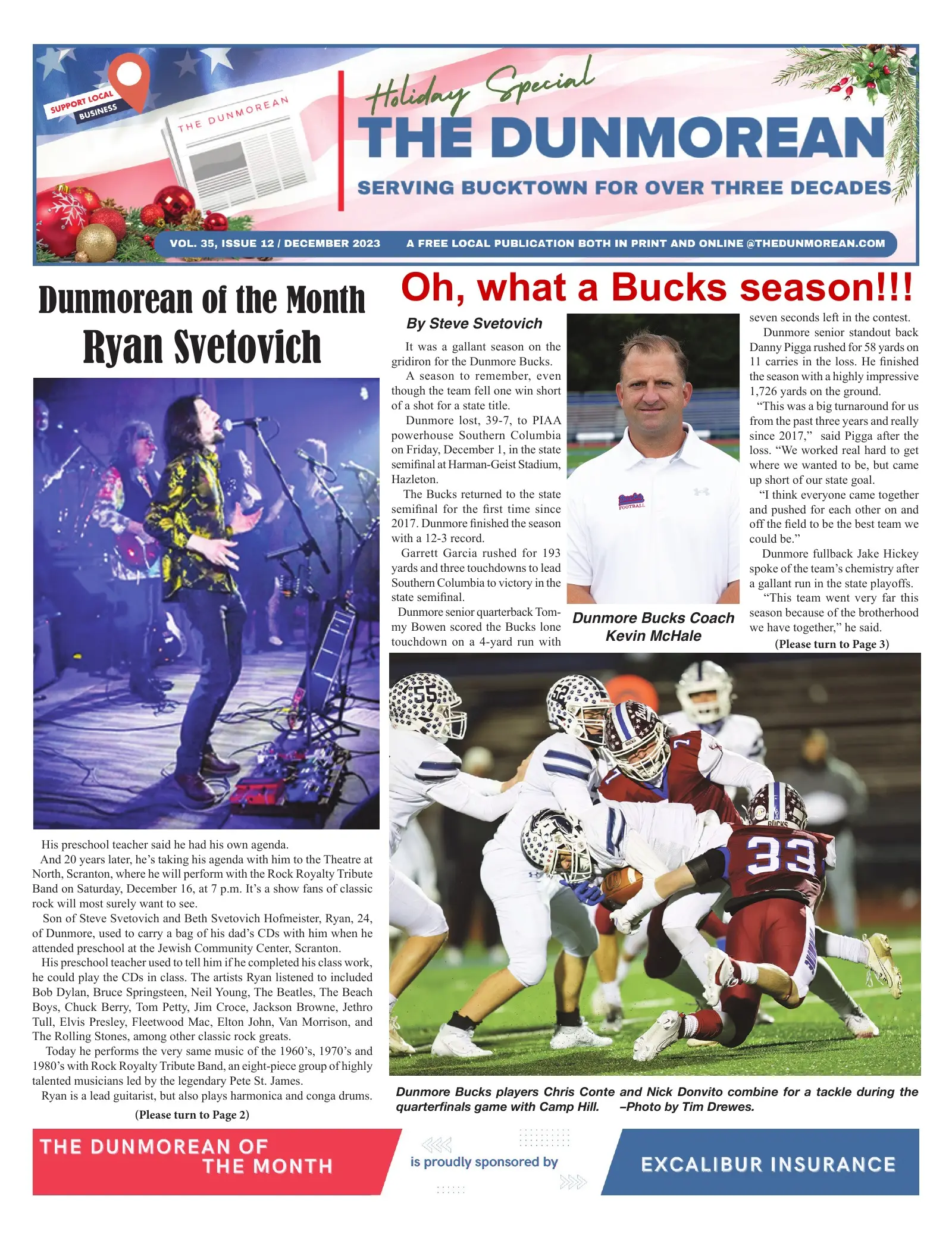 Front page of the December 2023 Dunmorean