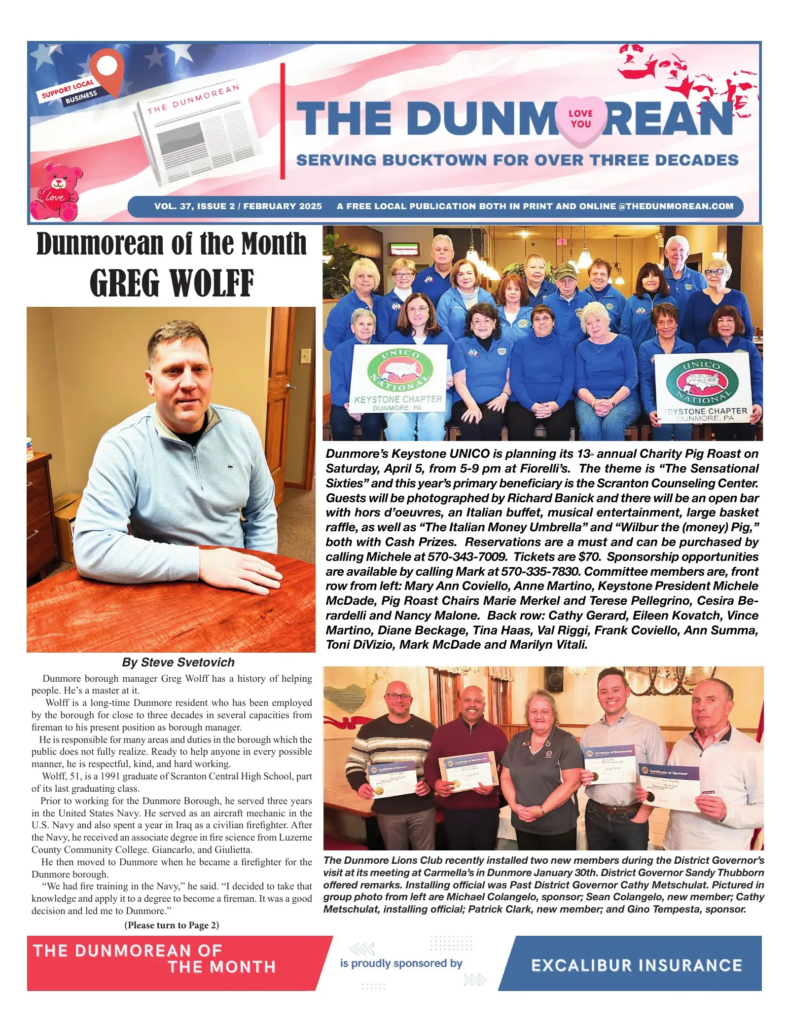 Front page of the February 2025 Dunmorean