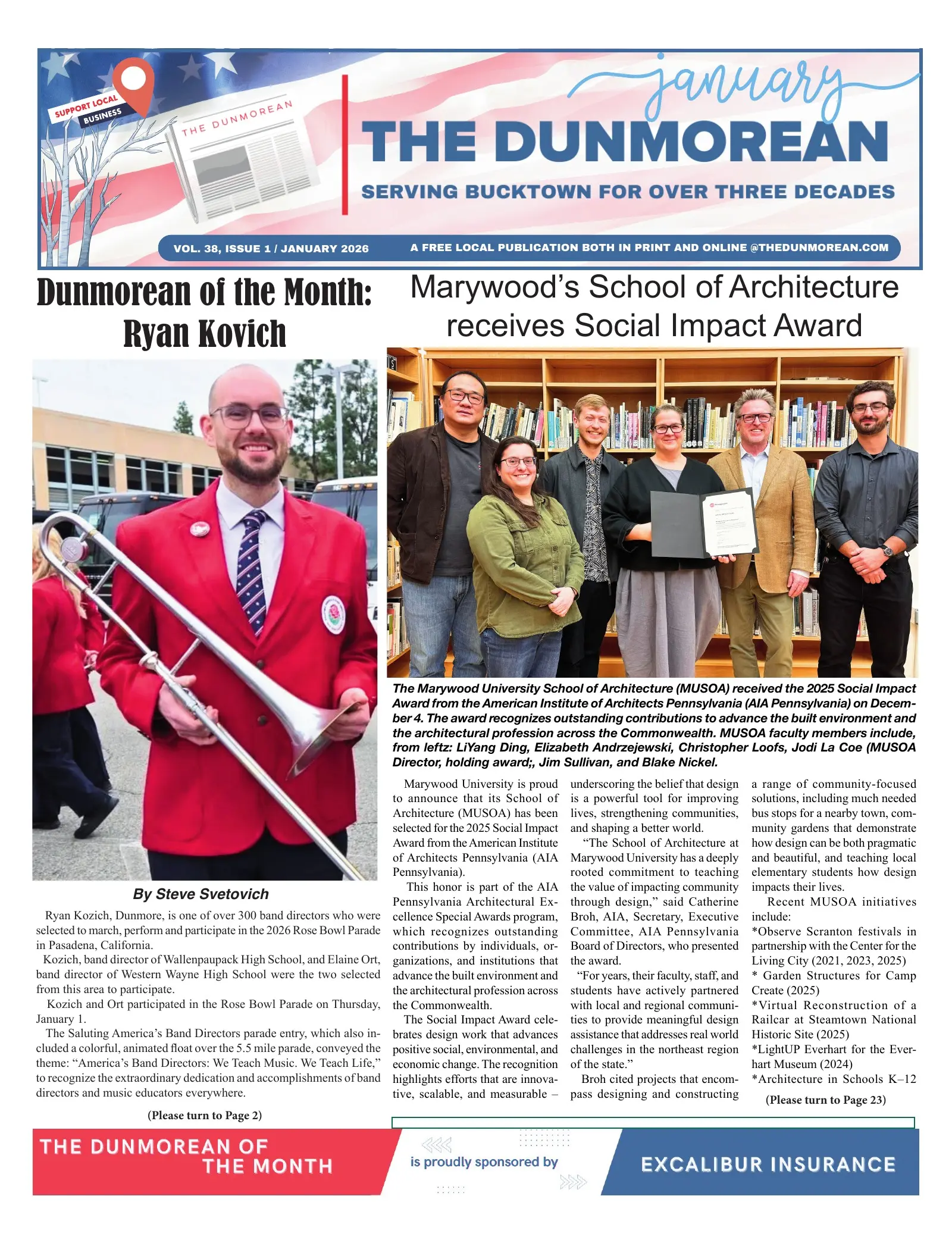 Front page of the January 2026 Dunmorean