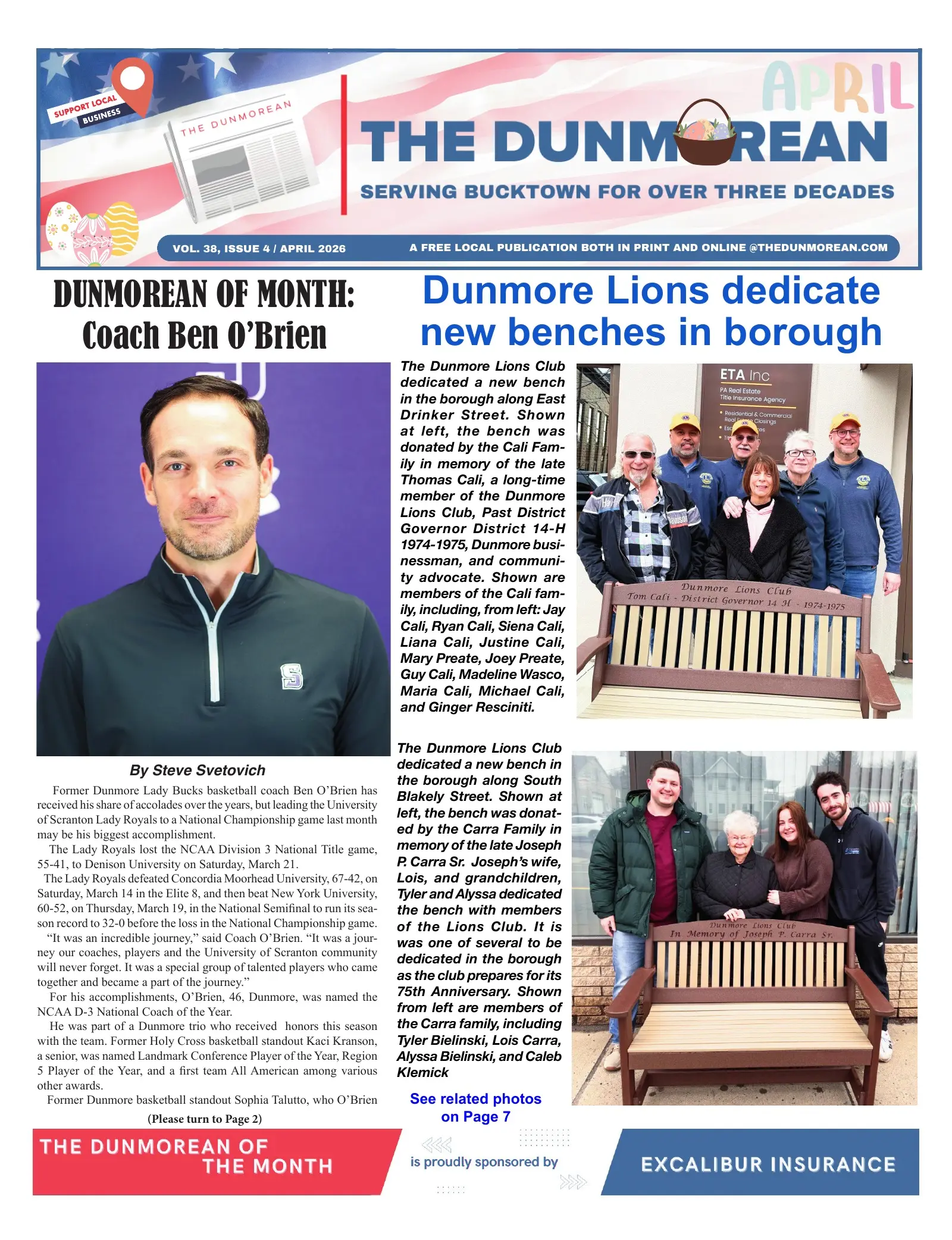 Front page of the April 2026 Dunmorean