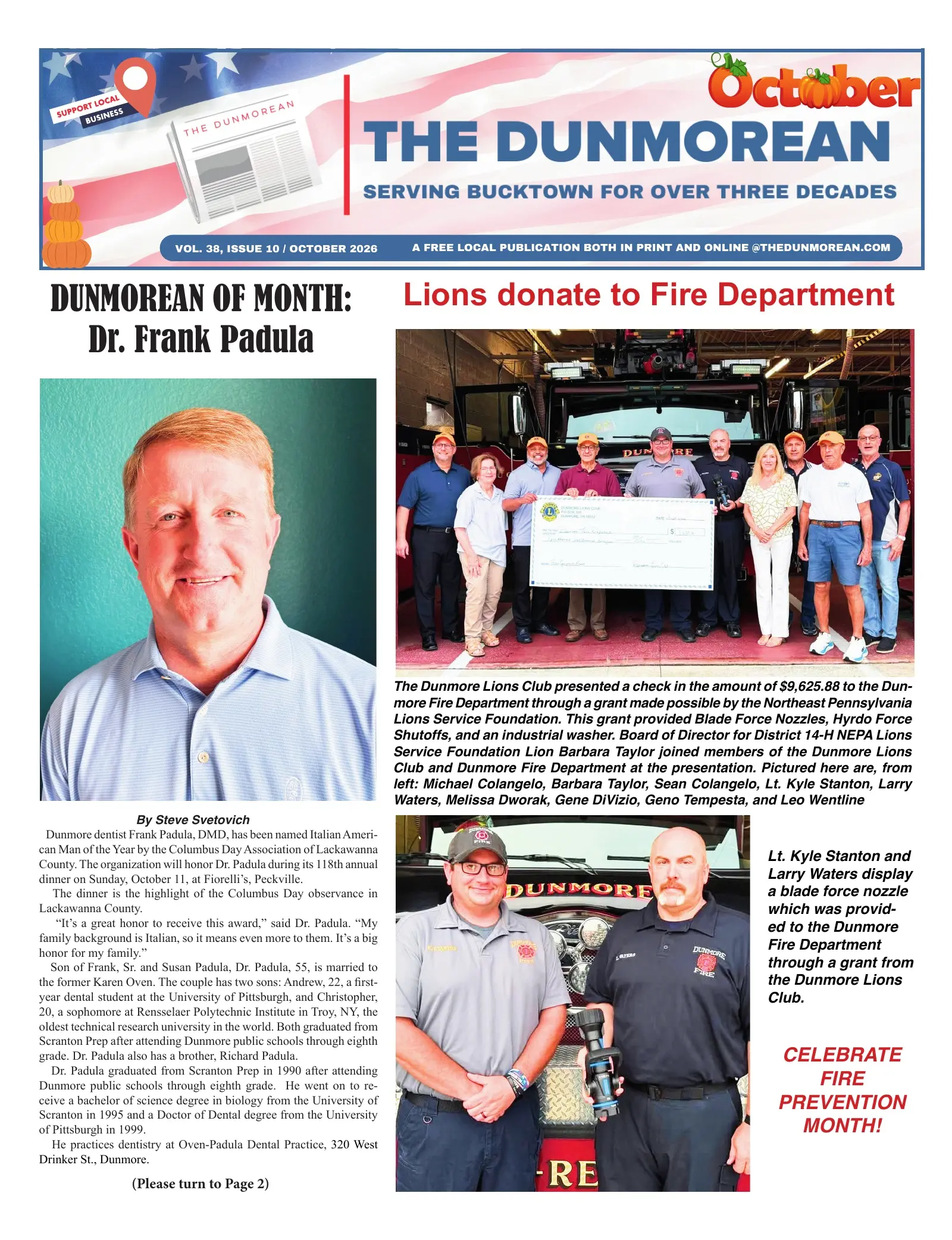 Front page of the October 2026 Dunmorean