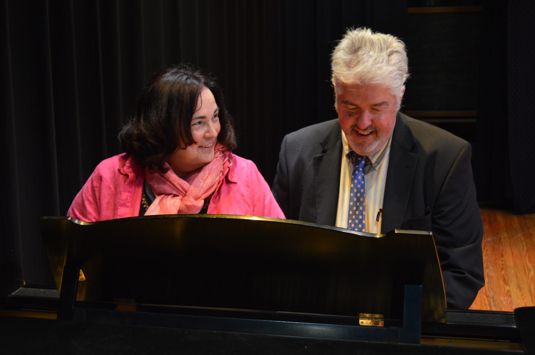 Dawn and Brian McGurl prepare to put on a summer show at Dunmore High School.