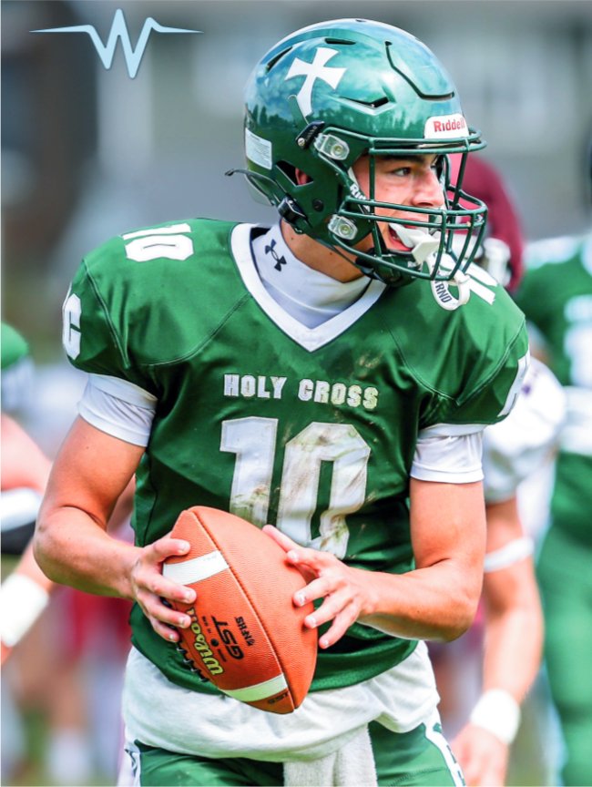 The Holy Cross Crusaders arrived for their football game on Saturday, Sept. 19, still searching for its first win, while Montrose arrived at the game without a loss. But, behind a huge day from quarterback Chase Rutkoski, big plays from Luca Berardi. and a defense that forced three interceptions, the Crusaders knocked off the previously unbeaten Meteors, 27-20. The Crusaders are 2-4 for the season thus far, with the big win over Montrose and also Columbia-Montour Vo-Tech (41 to 16), and also losses to still undefeated Dunmore, and also Holy Reedemer. --Photo courtesy of SporzWire.